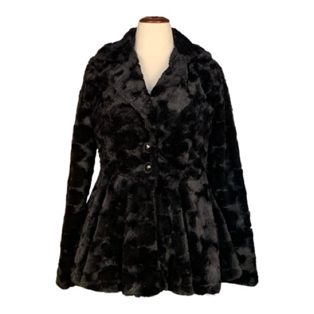 Self Esteem Black Teddy‎ Jacket Faux Fur Button Down Coat Size Medium